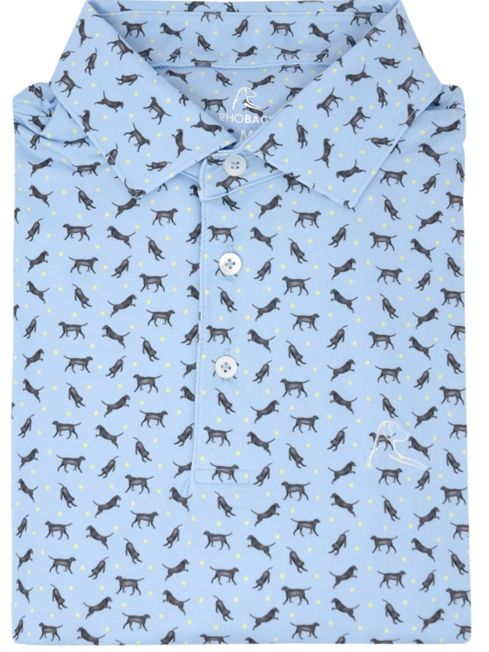 Rhoback Pale Blue The Lil Lab Performance Polo with Dog Print